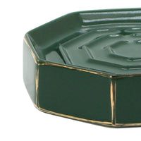 Portasapone verde e oro in ceramica - Serie Smeraldo