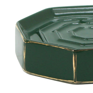 Portasapone verde e oro in ceramica - Serie Smeraldo