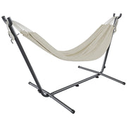 Amaca Da Giardino Con Supporto In Acciaio Portata 200 Kg Altezza Regolabile Telo Cotone Resistente Amaca Brasiliana Esterno Terrazzo Piscina Balcone Con Borsa 265 x 110 x 100 Cm Beige