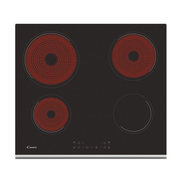 Piano Cottura Elettrico Candy CH64XB a 4 Fuochi 60 cm VetroCeramica Nero (Lxp) 59x52 con Controlli touch 33801795