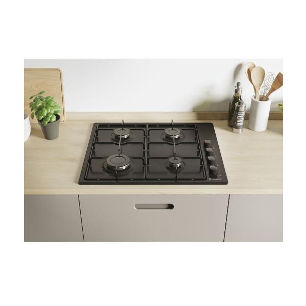 Piano Cottura Candy CHW6LBB 4 Fuochi (L59,5xP51) Pannello Comandi Laterale Nero