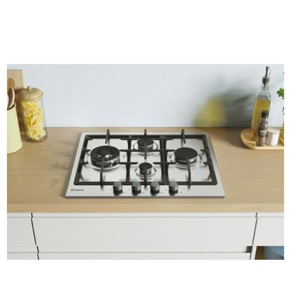 Piano Cottura A Gas Candy CHG6D4WX Collezione Idea 4 Fuochi (L59,5xP51) Acciaio Inox