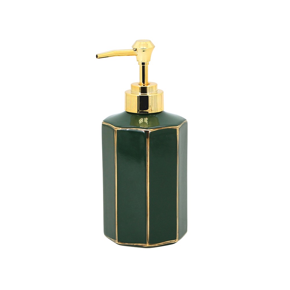 Dispenser verde e oro in ceramica - Serie Smeraldo