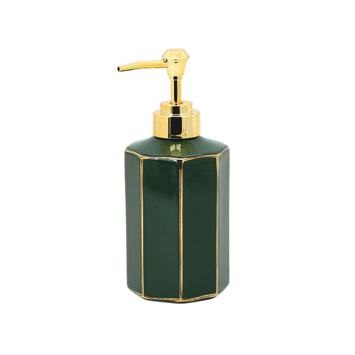 Dispenser verde e oro in ceramica - Serie Smeraldo