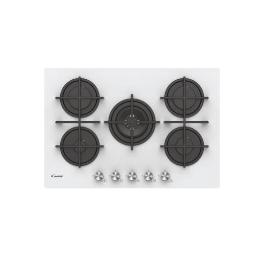 Piano Cottura Ad Incasso Candy CVG74WPW 5 Fuochi (L74,5xP51) Vetro temperato Bianco
