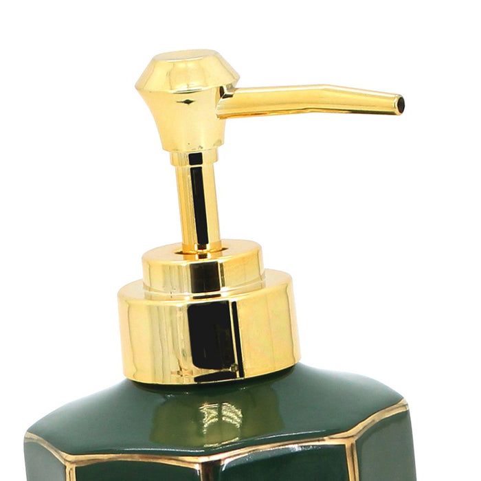 Dispenser verde e oro in ceramica - Serie Smeraldo