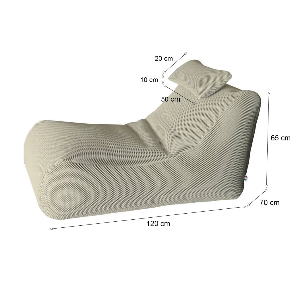 Pouf ??hck, Poltrona multiuso, Poltroncina sacco, Pouf poggiapiedi, Made in Italy, 70x120 h65 cm, Beige
