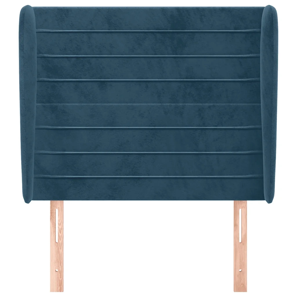 Testiera ad Orecchio-Testata con Orecchie Blu Scuro 93x23x118/128 cm in Velluto 975784