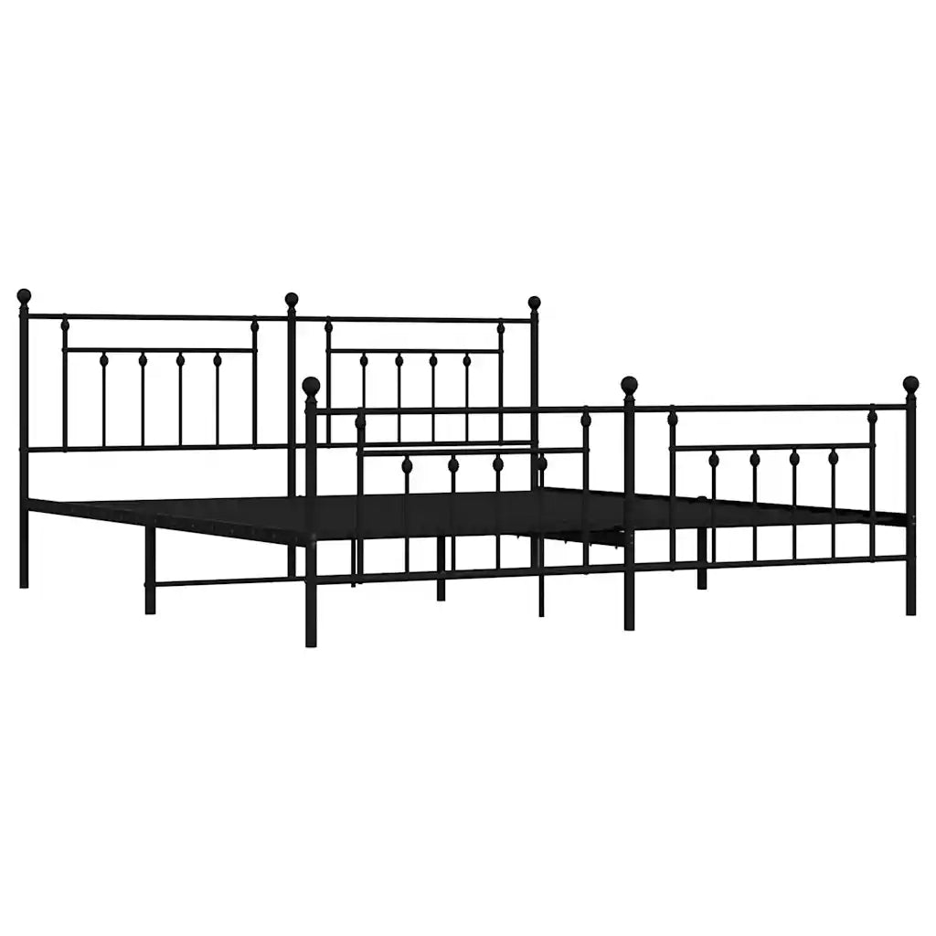 Giroletto con Testiera e Pediera Metallo Nero 193x203 cm 353561