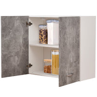 Pensile da Cucina Armadio Sospeso da Parete Doppia Anta Colore Grigio Cemento