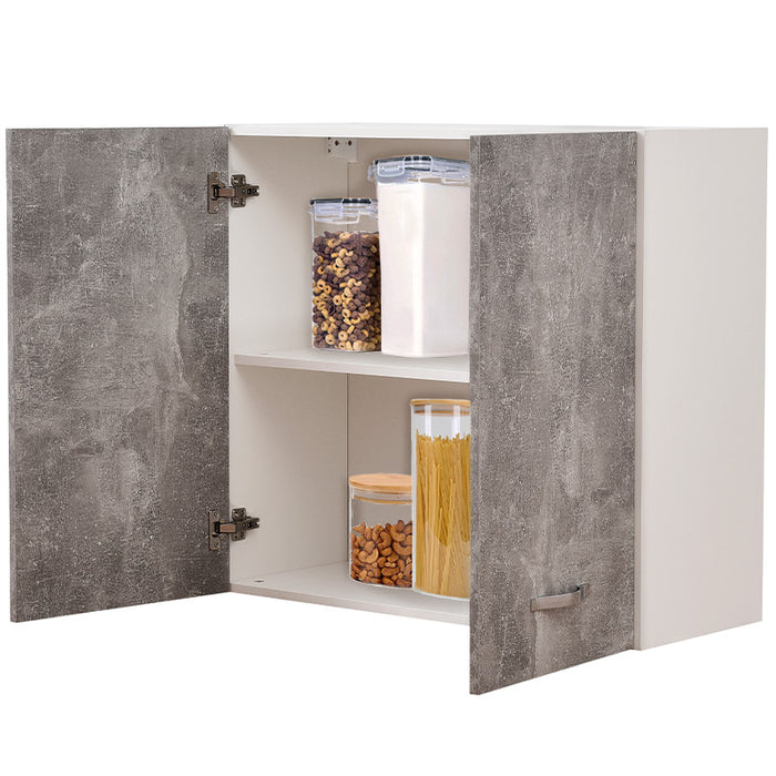 Pensile da Cucina Armadio Sospeso da Parete Doppia Anta Colore Grigio Cemento