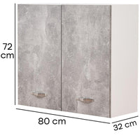 Pensile da Cucina Armadio Sospeso da Parete Doppia Anta Colore Grigio Cemento