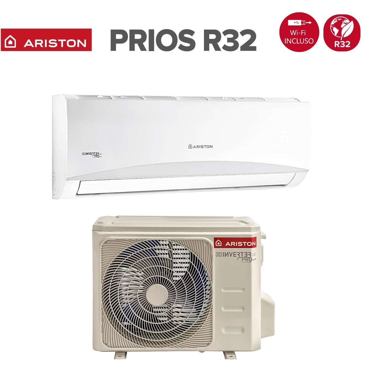 Climatizzatore Condizionatore Ariston Inverter serie PRIOS 12000 Btu C 35 MUD0 R-32 Wi-Fi OMAGGIO Classe A++/A+
