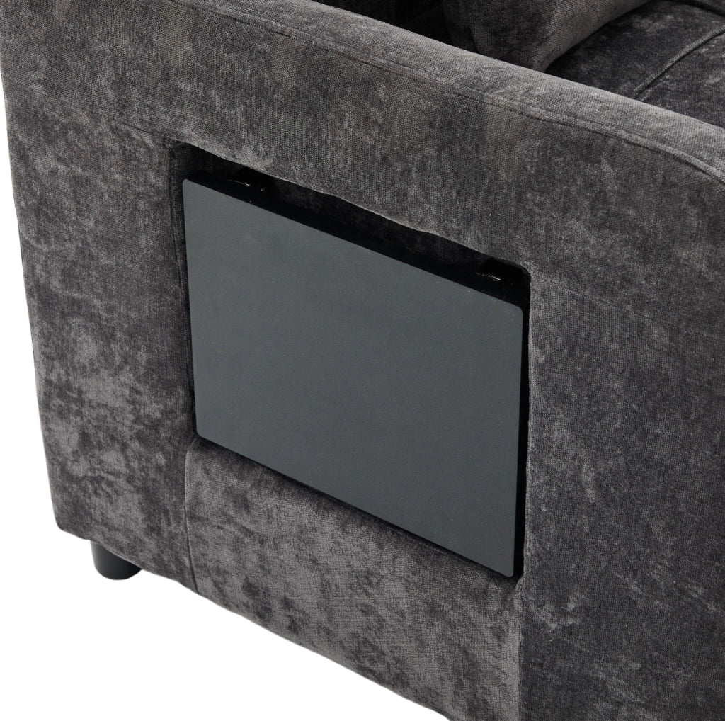 Poltrona letto reclinabile in ciniglia grigio scuro; 167 x 79 x 83 cm