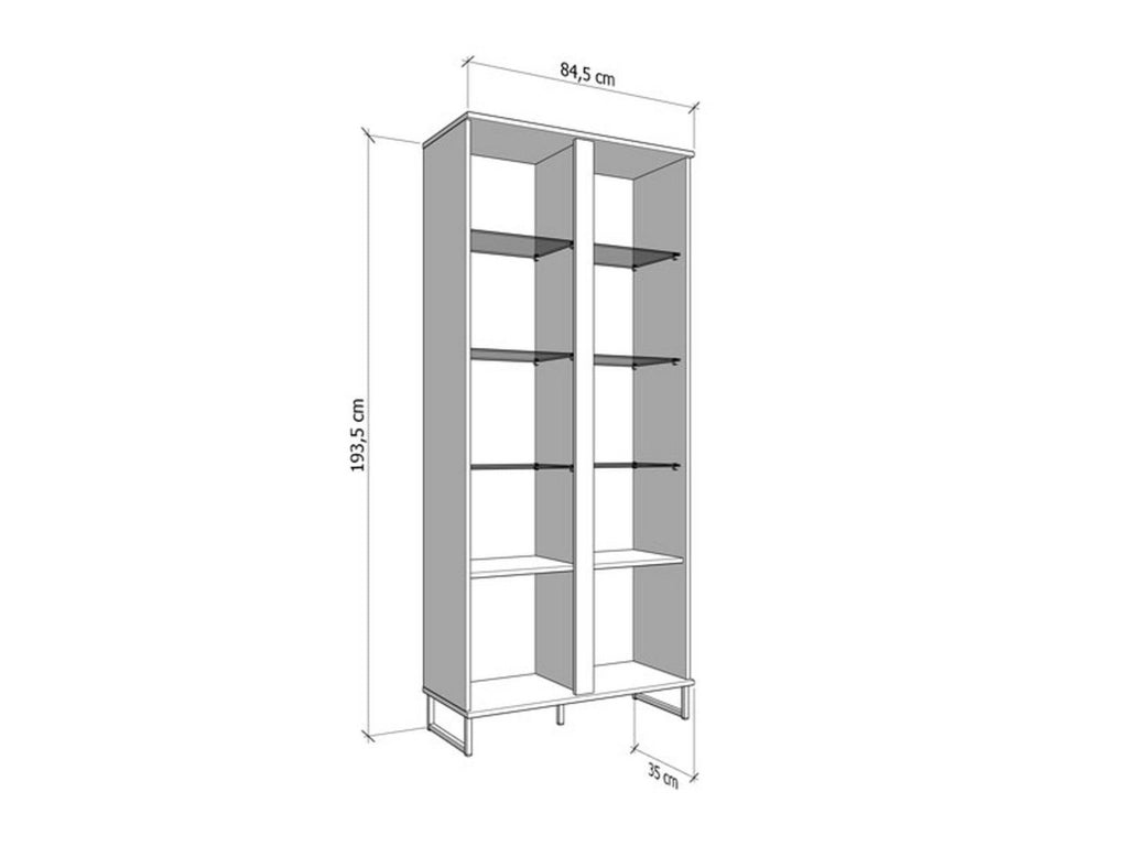 Mobile Espositore Gissi, Vetrina 8 Ripiani, 84.5x35x193.5h cm Marrone Rovere Nodi