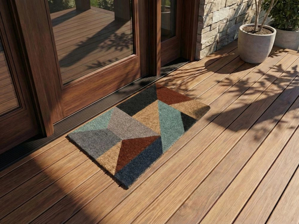 Zerbino multicolore in fibra di cocco con fondo antiscivolo 50 x 80 cm Antiscivolo Decorativo Motivo geometrico Zerbino di benvenuto