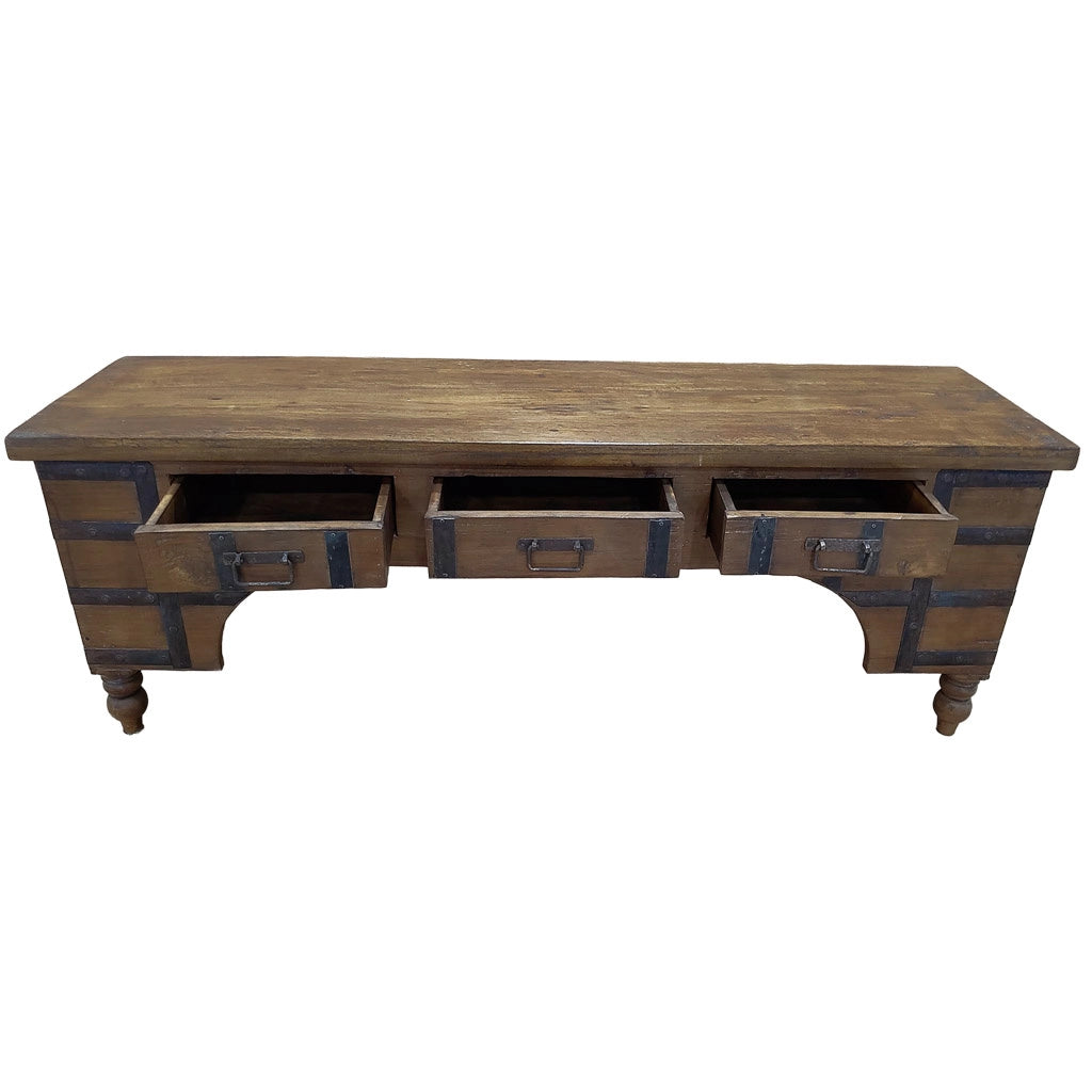 Mobile basso artigianale in legno 165-175x45x57h cm