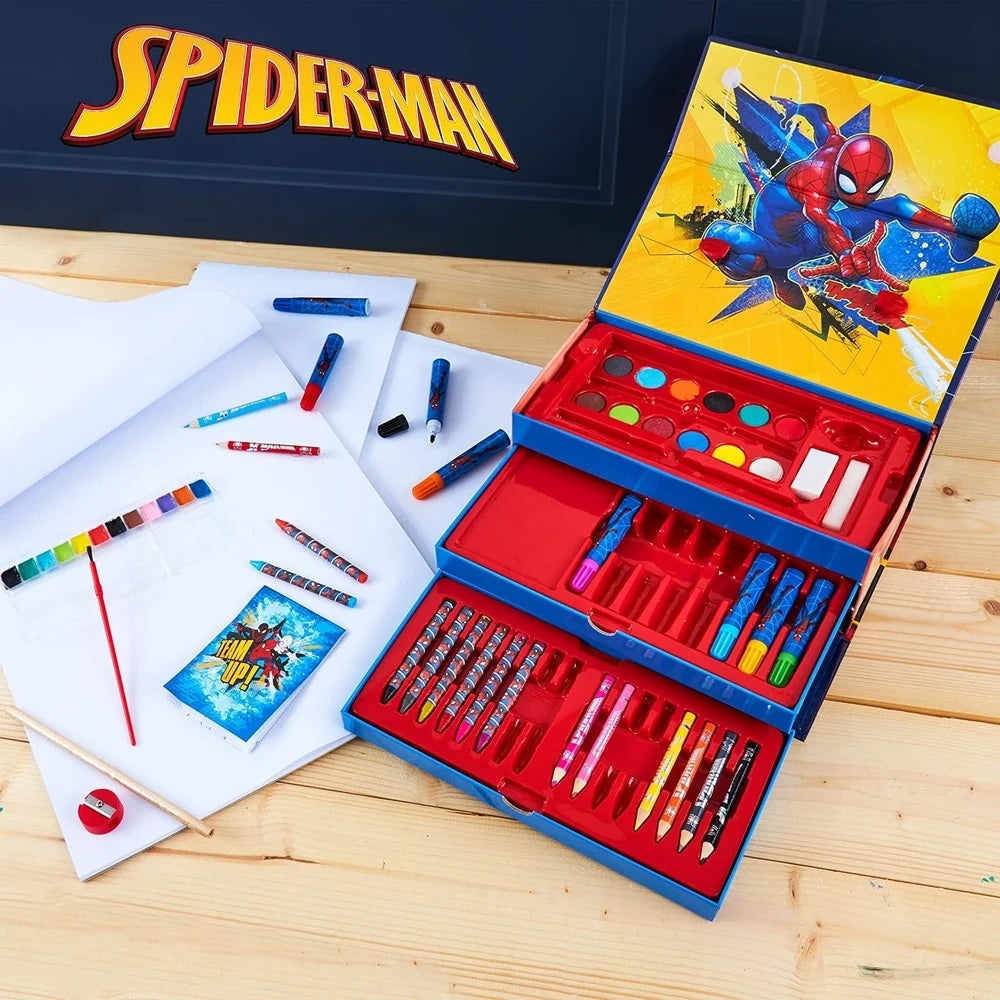 Trade Shop - Set Da Colorare Valigetta Con Colori Bambini Spiderman Cassetti Kit Disegno Pittura 950888a -