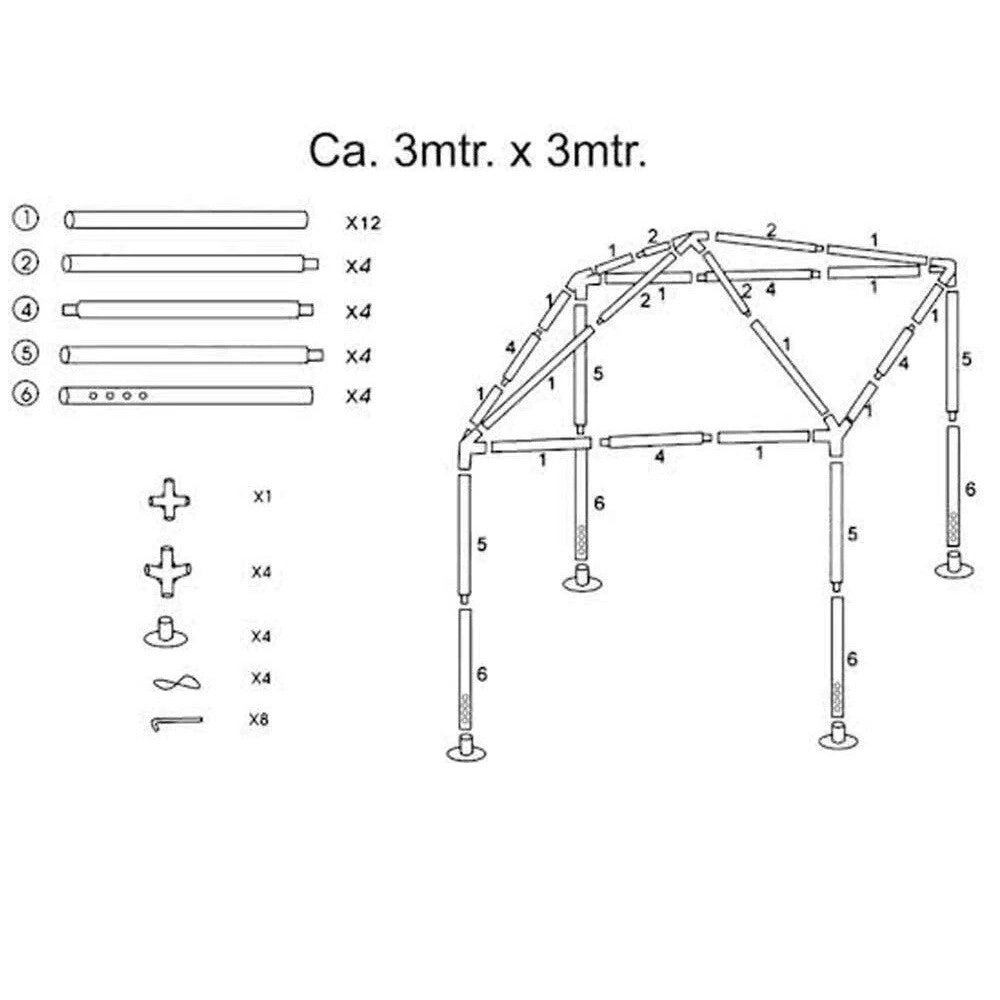 Trade Shop - Gazebo 3x3mt Tenda Esterni Arredo Giardino Tetto Antipioggia Idrorepellente Bianco -