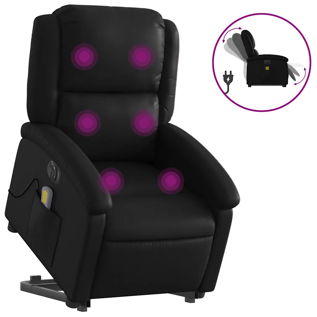 Poltrona Alzapersona Massaggiante Elettrica Nera in Similpellecod mxl 133050