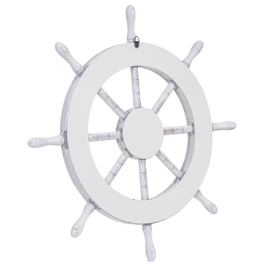 Decorazione timone in legno bianco 45x3x45h cm