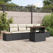 Set da Pranzo per Giardino con cuscino 5 pcs Nero e Beige 3350019