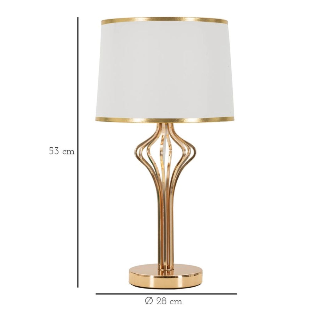 Lampada da Tavolo VKH131, Bianco, Metallo, 28x28x53 cm