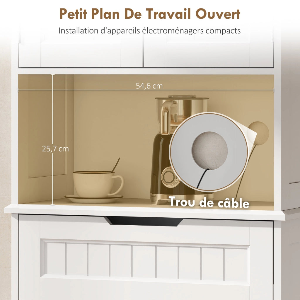 Armadio Cucina con 4 Porte, Cassetto e Ripiani ¨C zephmum ¨C 60x30x172 Bianco