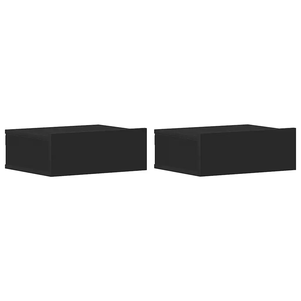 Comodini Pensili 2 pz-Set di 2 Tavolino da notte Neri 40x30x15 cm in Legno Multistrato
