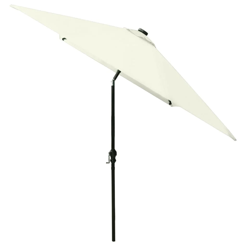 Ombrellone con LED e palo in acciaio color sabbia 2 x 3 m 02_0008070