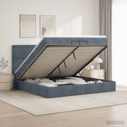 Letto Ottomano con Materasso e LED Grigio Scuro 200 x 200 cm 3458254