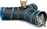 Tenda gioco per gatti 3 in 1 Premium estensibile e collaudabile con casa da letto e labirinto interattivo con palline e campanelli per gatti, cani e conigli con luce nera e blu