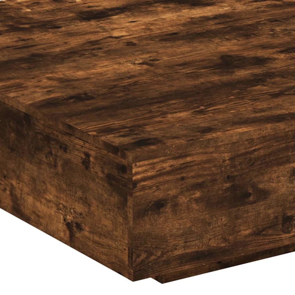 Tavolino da salotto | Tavolino da caff¨¨ | Tavolino da Soggiorno con Luci LED Rovere Fumo 100x100x31 cm