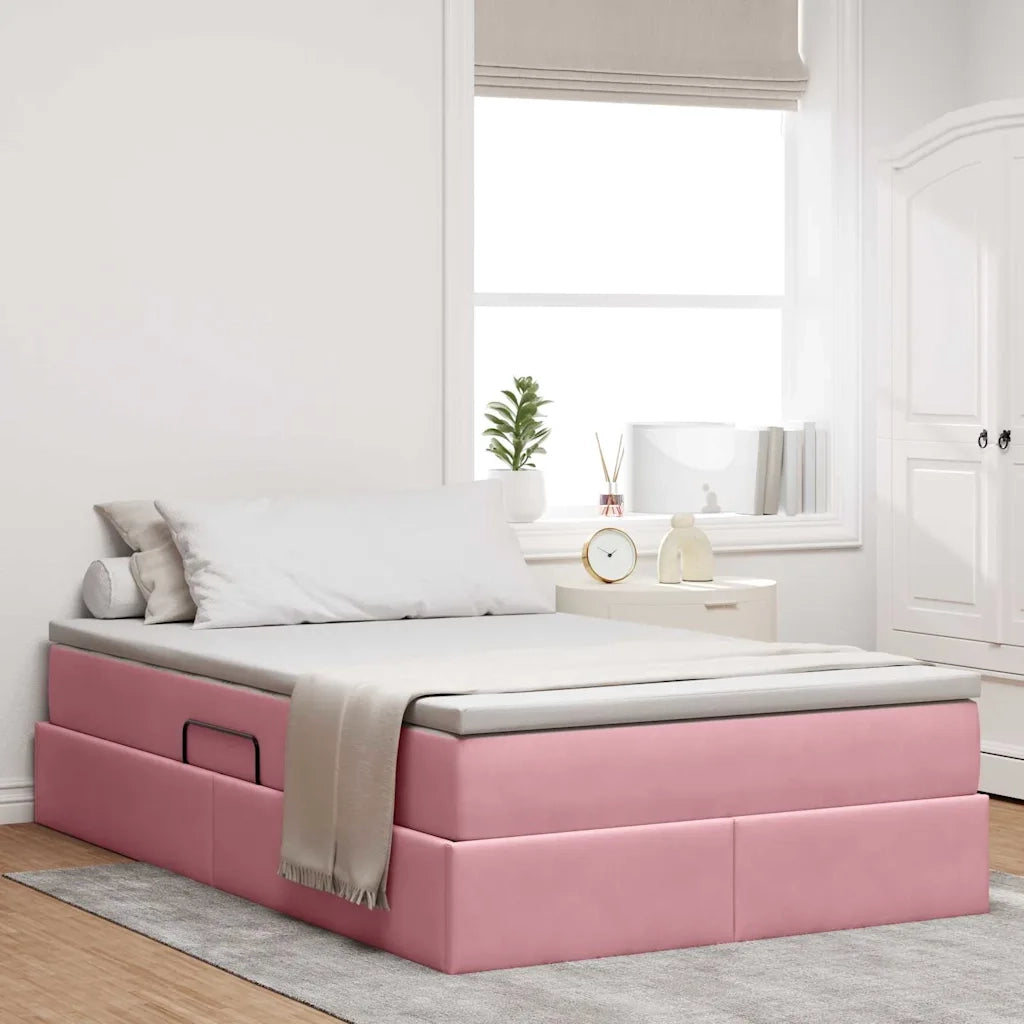 Letto con contenitore e materasso Rosa 120 x 200 cm Velluto 3370298