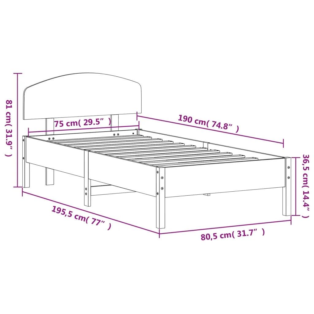 Giroletto senza Materasso-Struttura Letto 75x190 cm in Legno Massello di Pino 279933