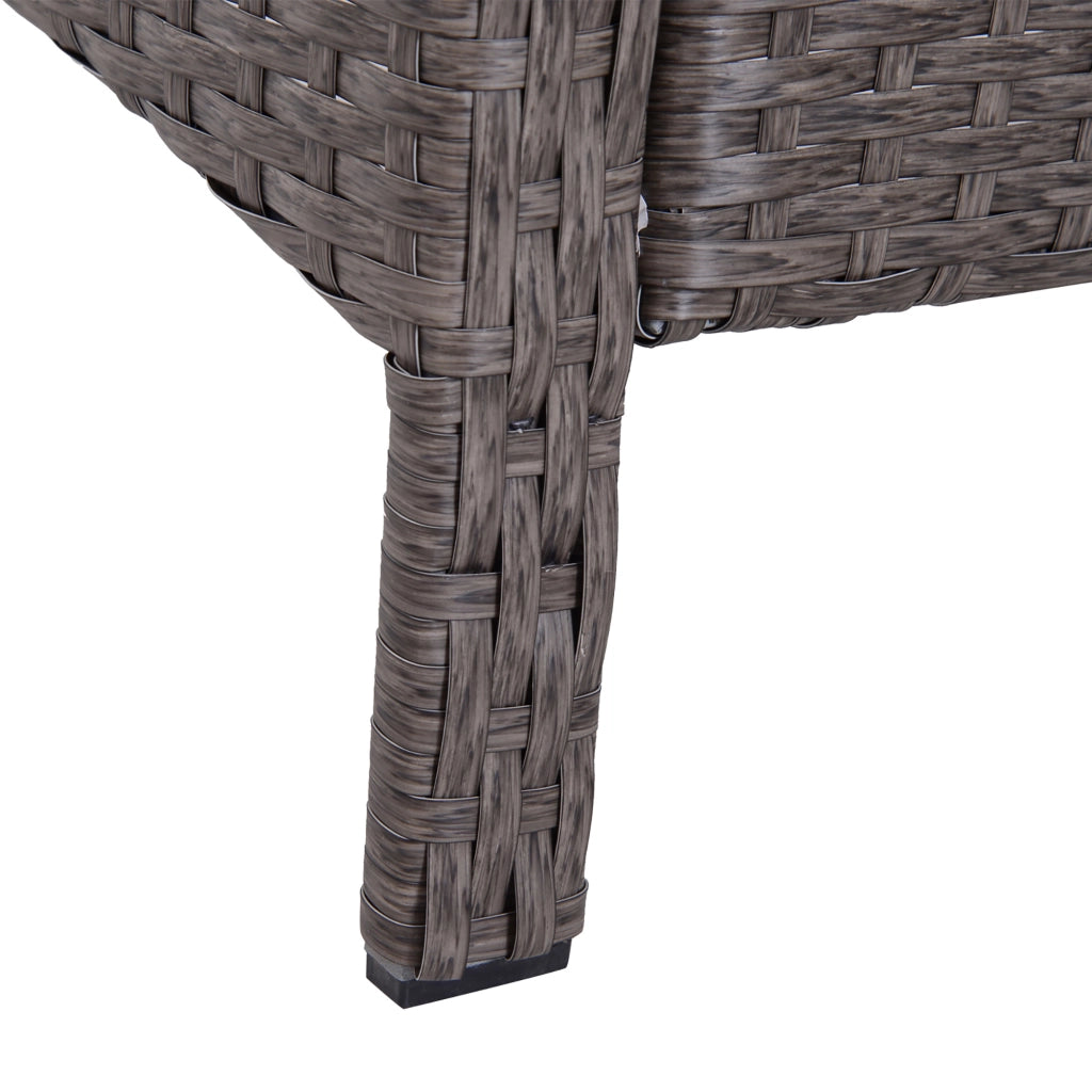 EasyComfort Set Mobili da Giardino 2 Poltrone 2 Poggiapiedi 1 Tavolino in Vetro Temperato Rattan Grigio
