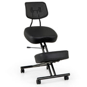 Sedia ergonomica con supporto lombare per inginocchiarsi-Sgabello correttore con ruote universali bloccabili Nero
