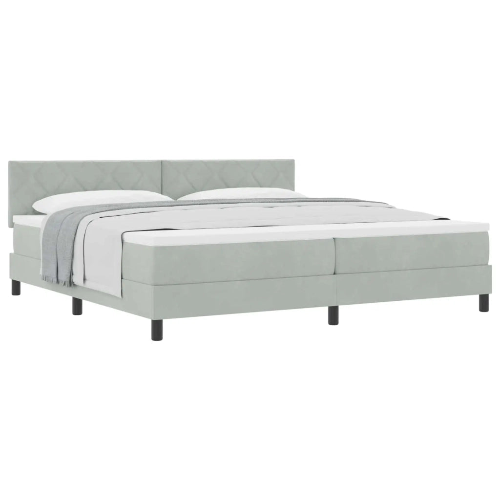 Letto a molle con materasso Grigio chiaro 200 x 200 cm Velluto 3339260