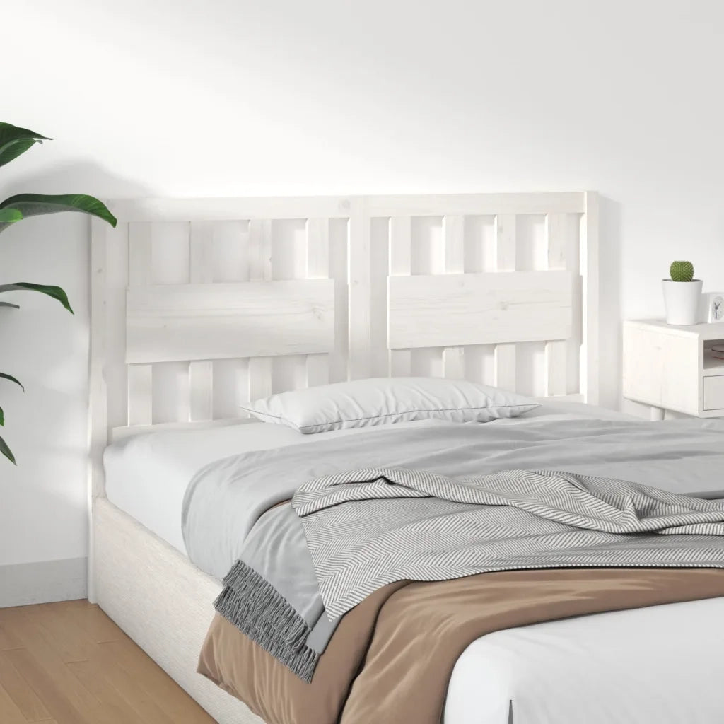 Testiera per Letto Bianca 125,5x4x100 cm Legno Massello di Pino