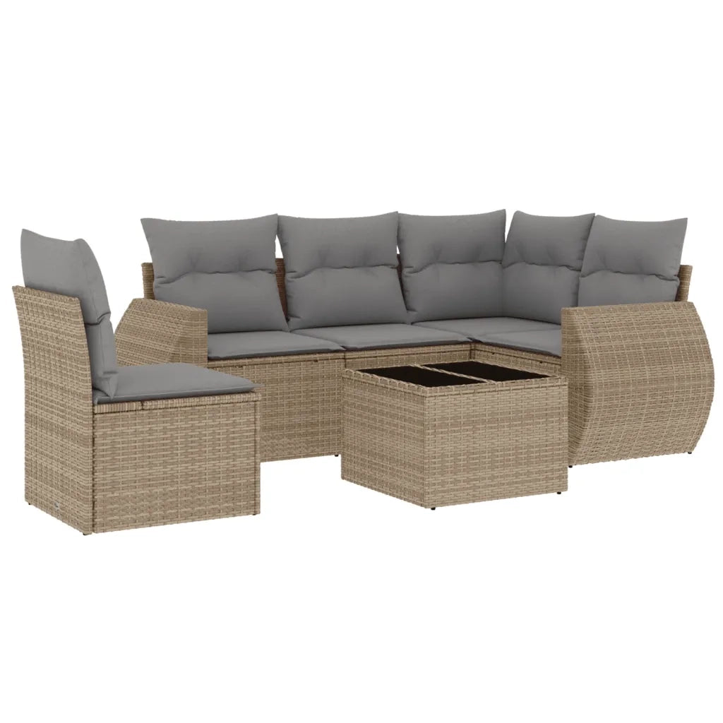 Set Divano da Giardino 6 pz con Cuscini Beige in Polyrattancod mxl 92191