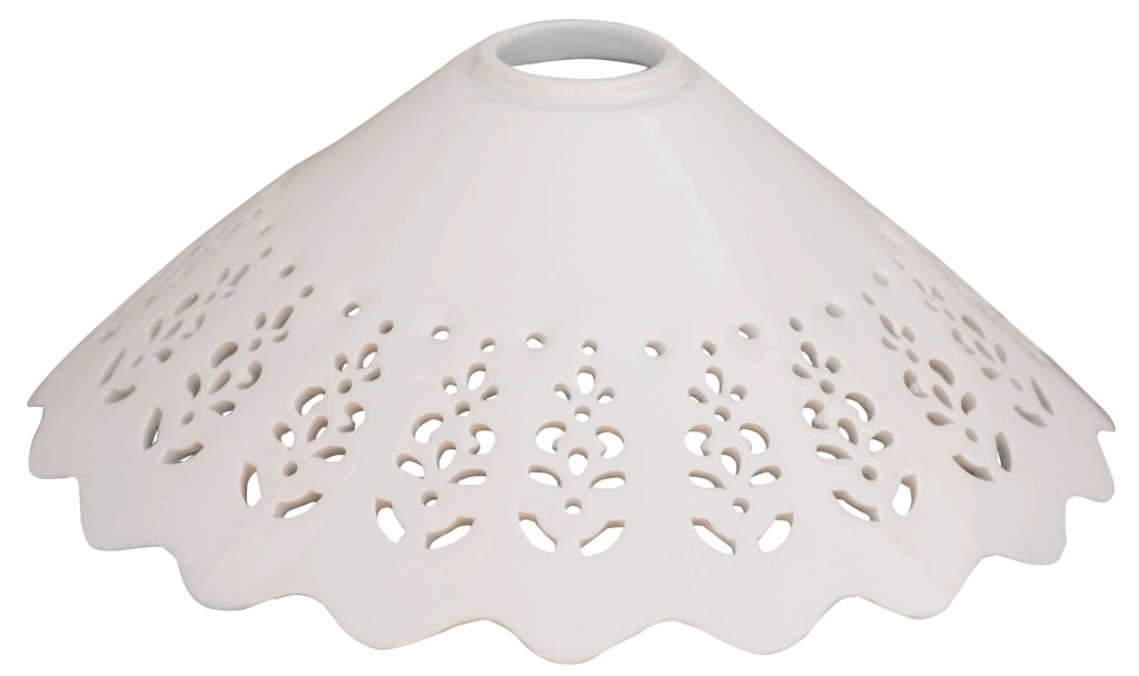 Biscottini Piatto paralume in ceramica bianca traforata diam.30x12 cm traforata. Ideale