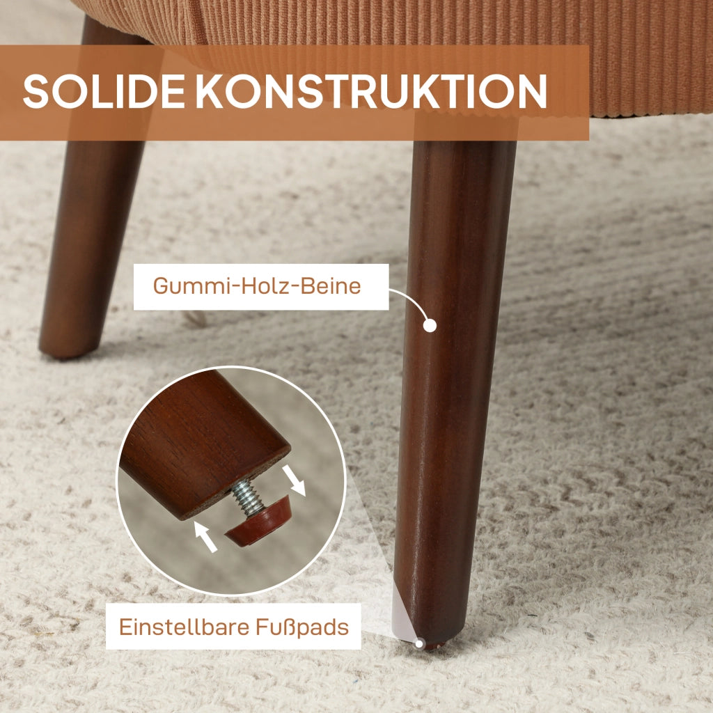 Poltrona imbottita con cuscino lombare e gambe in legno ¨C Zephmum ¨C Arancione