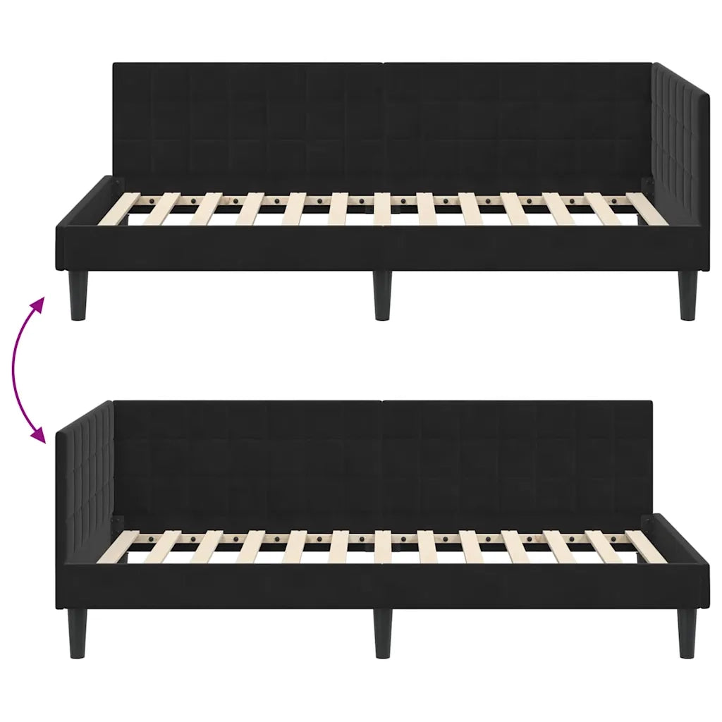 vidaXL Cornice del letto ad angolo Nero 100 x 200 cm Velluto