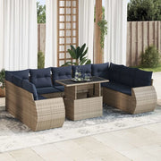 Divano Giardino 10 pz con Cuscini Grigio in Polyrattan Acacia 3326702