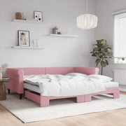 Divano Letto Estraibile con Materassi Rosa 100x200 cm Velluto 3197805