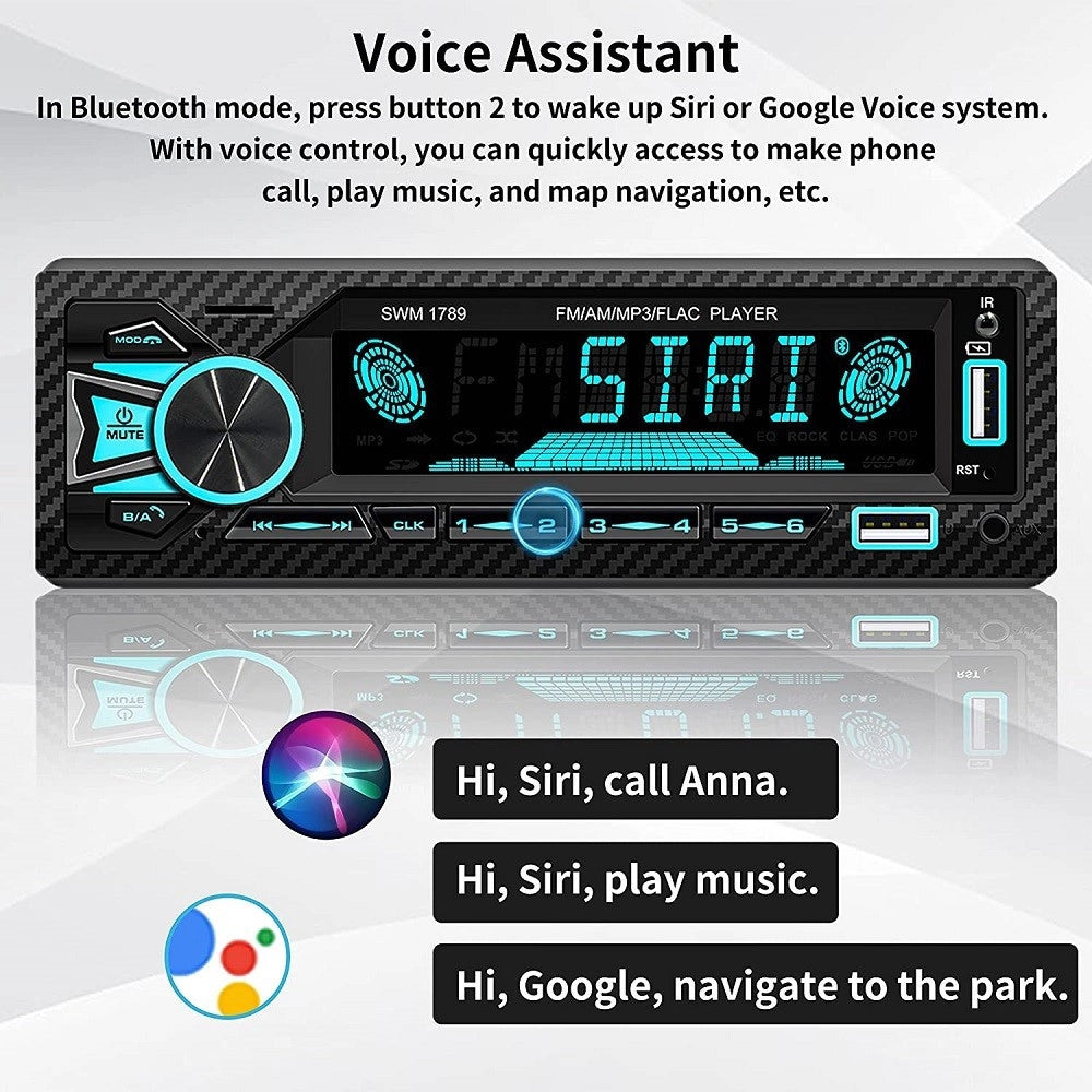 Trade Shop - Autoradio Bluetooth 5.1 Vivavoce 1 Din Aux Mp3 2 Usb Am Fm Display Lcd 1801 24v -
