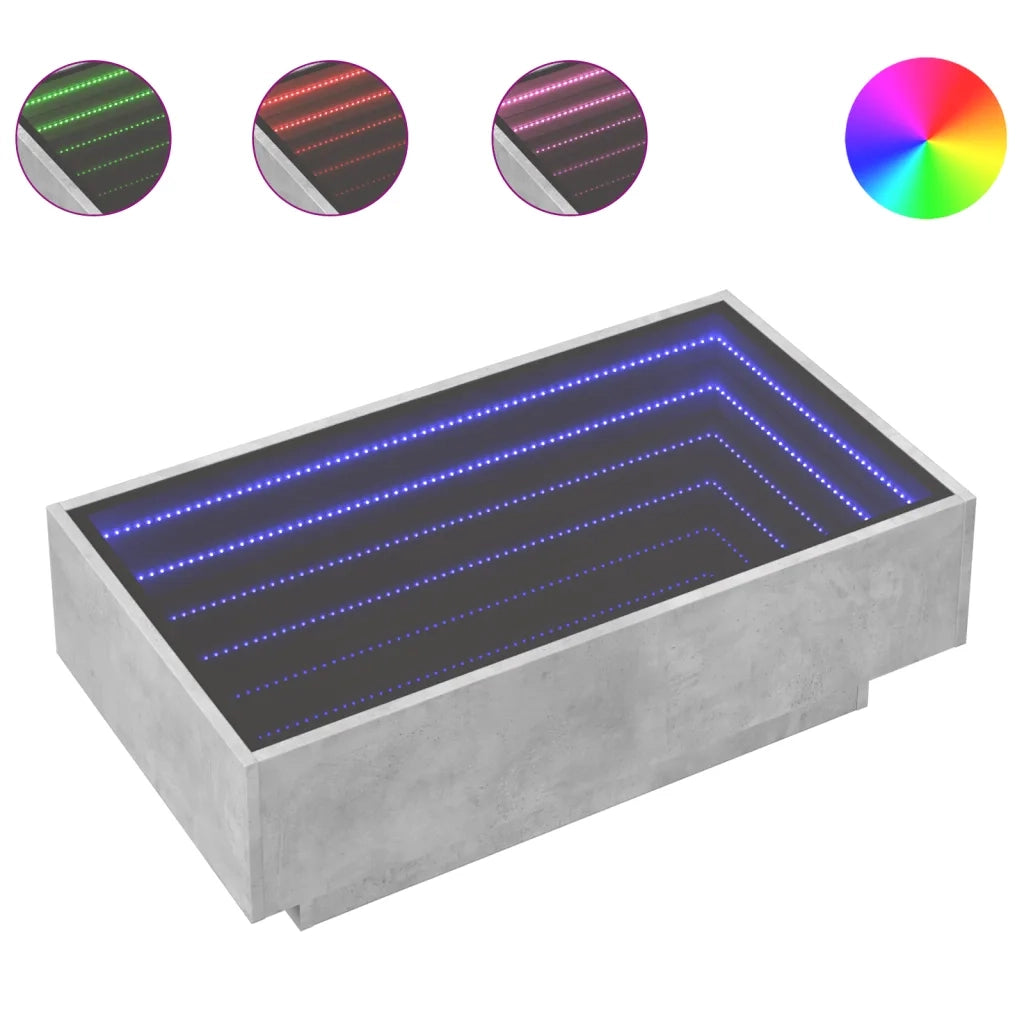 vidaXL Tavolino Salotto con LED Grigio Cemento 90x50x30 cm Multistrato