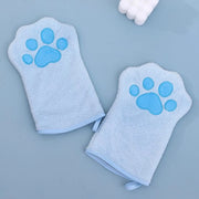 Manichini e asciugamani per animali domestici con ganci di appoggio, ideali per il lavaggio dei cani, comodi e assorbenti.