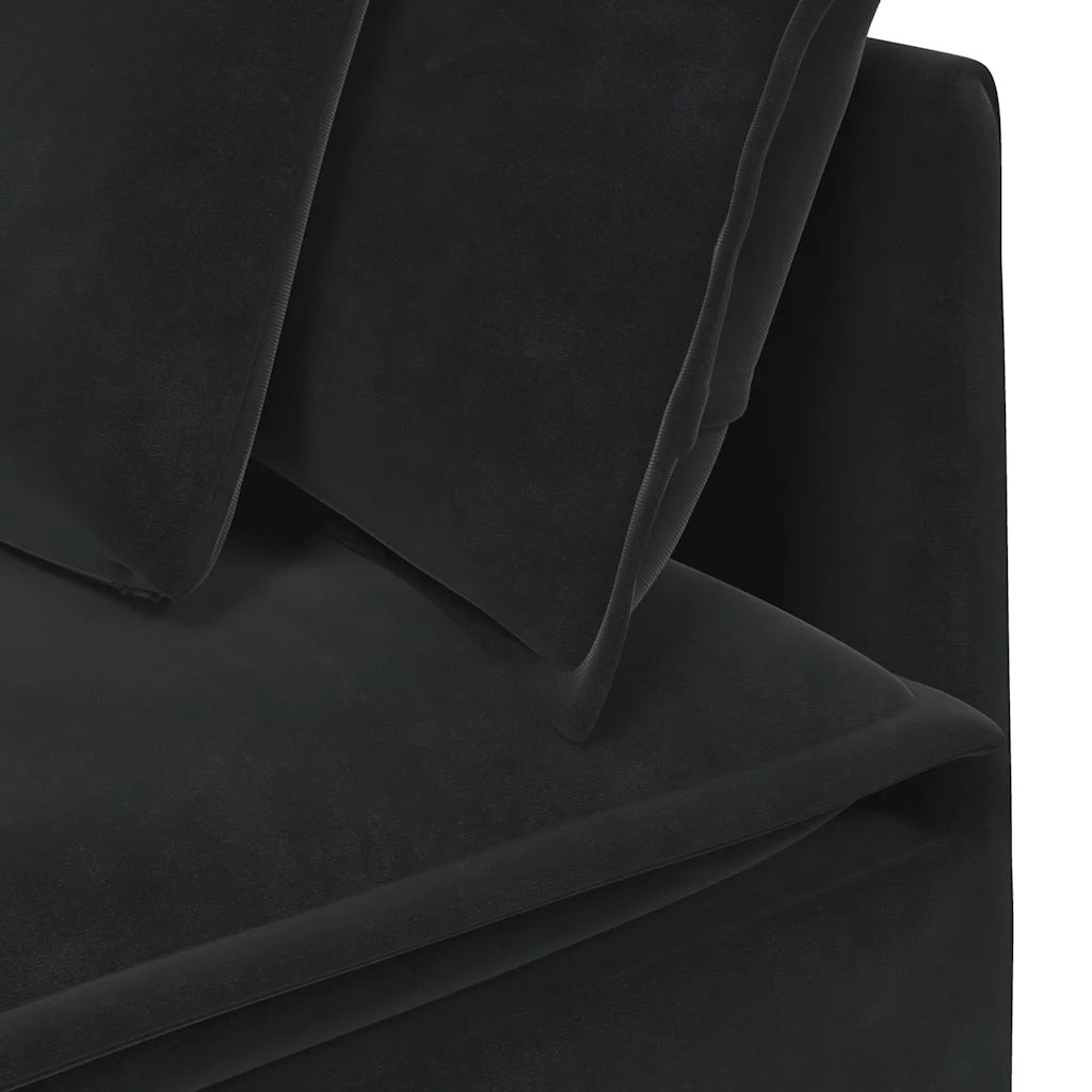 Divano Modulare con Cuscini in Velluto Nero 3321164
