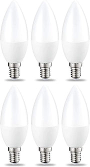 Set di 6 piccole lampade a LED a forma di fiamma, E14, 5W, luce calda bianca, non regolabile.